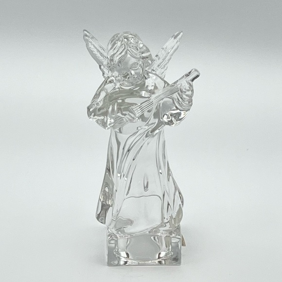 Vintage Mikasa Herald Collection Angel Mandolin Figurine Crystal Germany 1980s - Picture 1 of 12